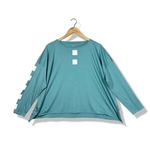 Planet Lauren G Boxy Long Sleeve Top Womens One Size Teal Boxes Lagenlook Casual